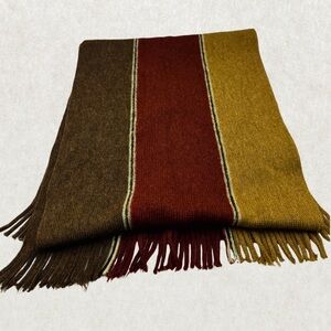 Vintage Paco Rabanne 100% Wool Scarf – 52” x 12”, Striped, Fringe Ends